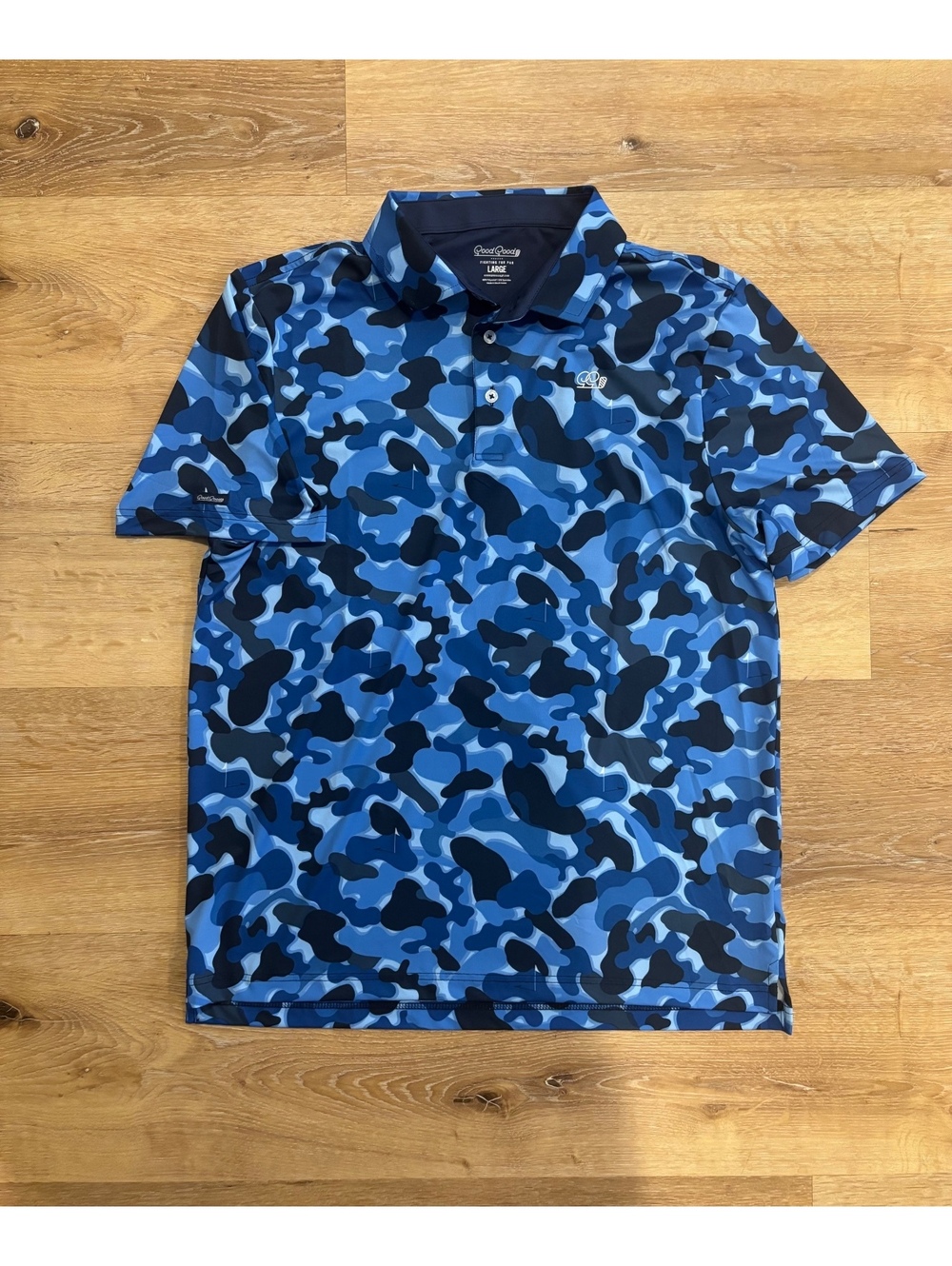 Good Good Golf Fighting for Par Blue Camo Performance Golf Polo Men’s Size Large